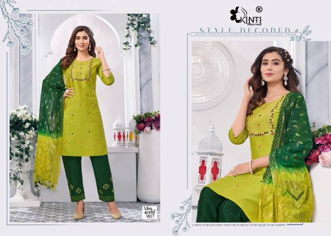 Miss India Vol 9 By Kinti Rayon Embroidery Kurti With Bottom Dupatta Wholesale Market In Surat

